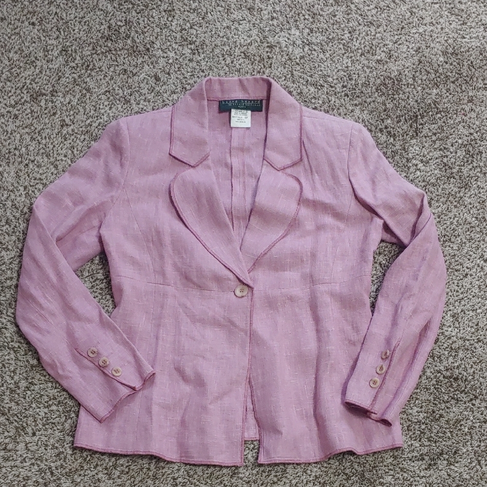 Pink Linen Blazer VTG Harve Benard Sport Coat Women's Size 6P